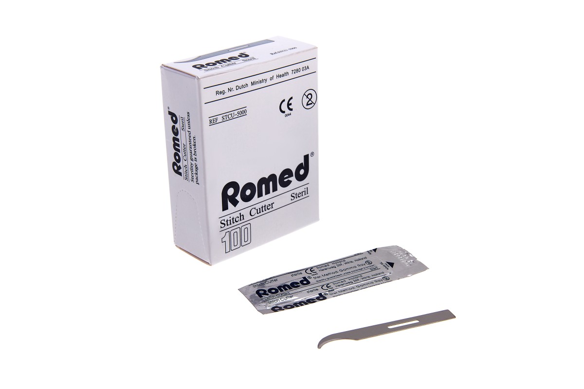 Romed stitch cutter steriel 100 stuks - stitch cutter - hechtingen verwijderen - steriele steekmessen - Medische Artikelen
