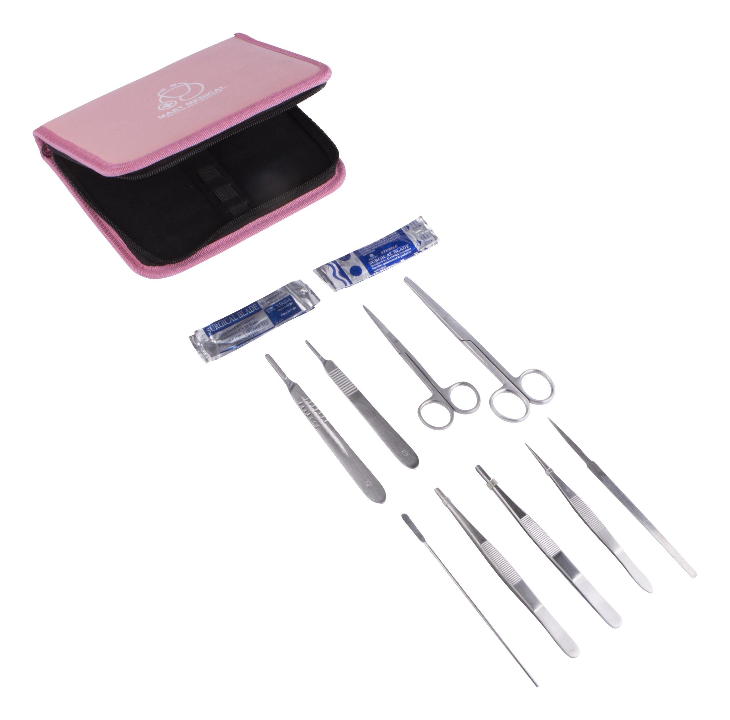 Dissectie set - snijset & instrumentensetje geneeskunde - dissectieset - roze - 9 instrumenten - ontleden - Medische Artikelen
