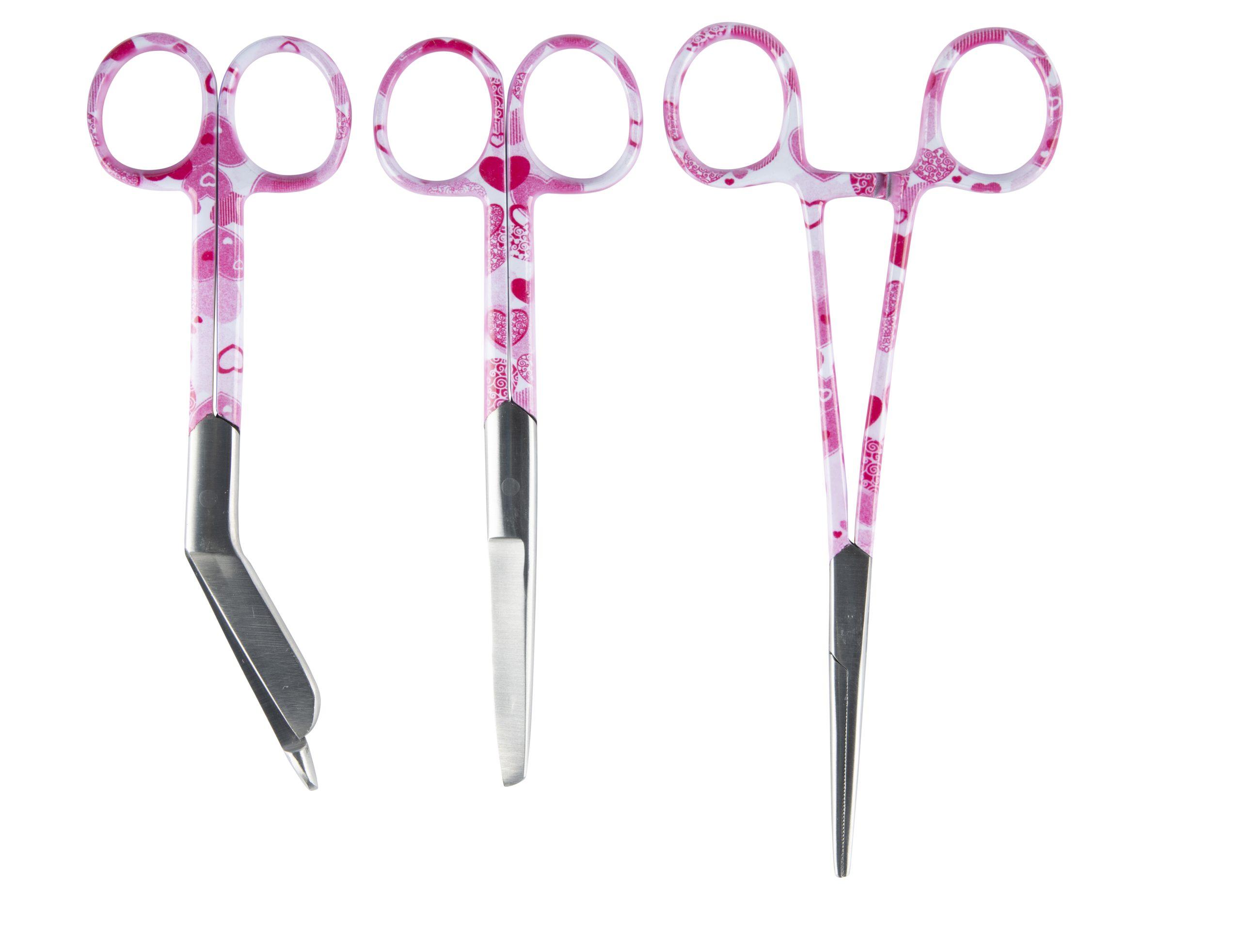 Mast Medical Verpleegkundige Set – Kocher – Verbandschaar – Chirurgische Schaar – Liefde roze - Medische Artikelen