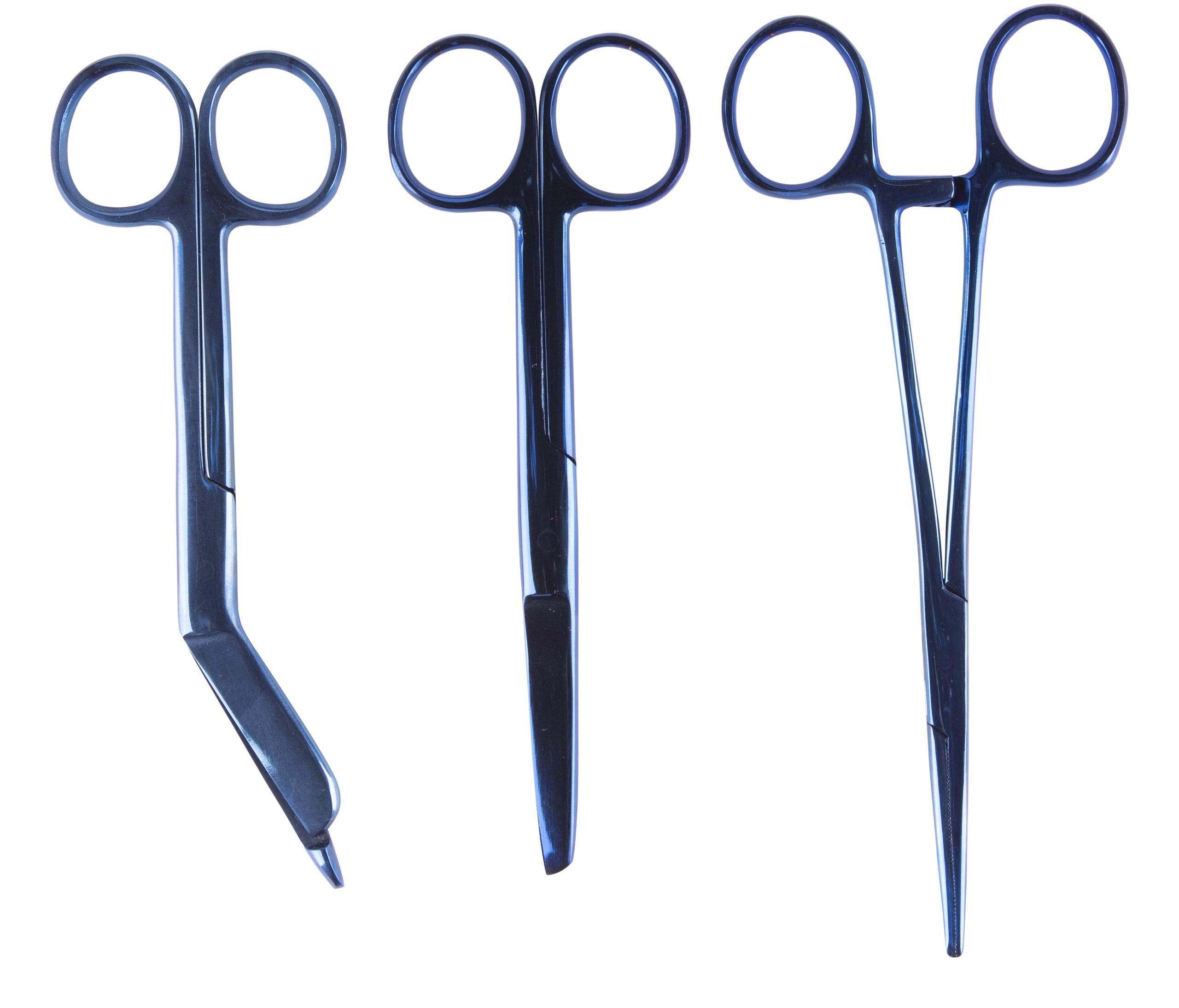 Mast Medical Verpleegkundige Set – Kocher – Verbandschaar – Chirurgische Schaar – Metallic blauw - Medische Artikelen